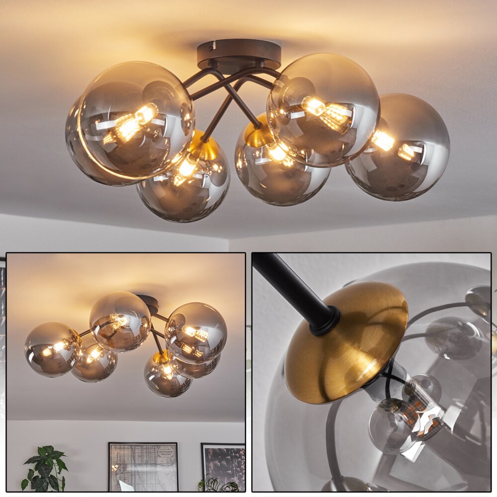 Chehalis Lámpara de Techo - Szkło 15 cm dorado, Negro, 6 luces main product photo