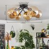Chehalis Lámpara de Techo - Cristal 12 cm, 15 cm dorado, Negro, 6 luces