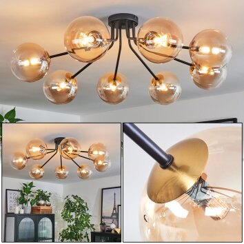 Chehalis Lámpara de Techo - Cristal 15 cm dorado, Negro, 8 luces