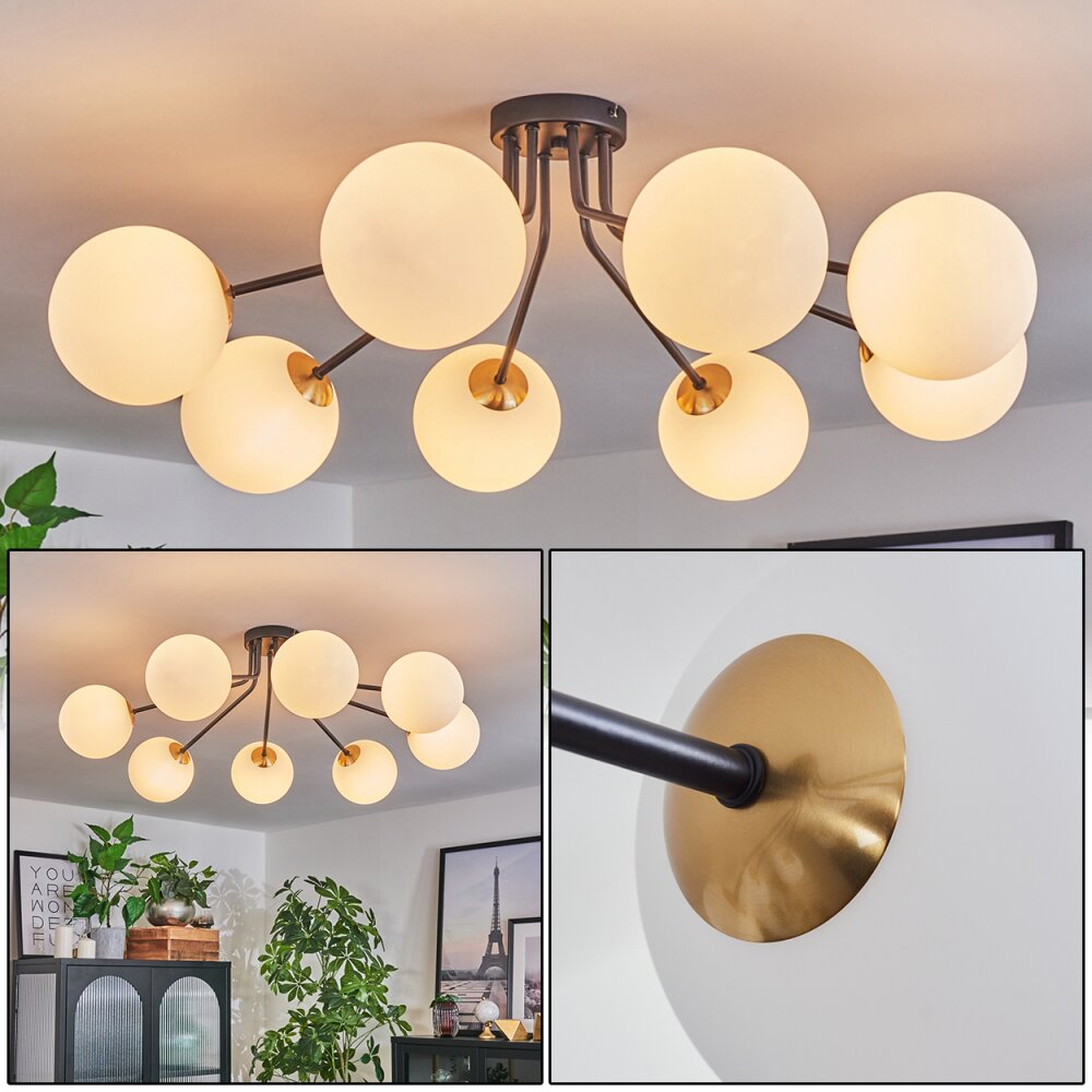 Chehalis Lámpara de Techo - Szkło 15 cm dorado, Negro, 8 luces main product photo