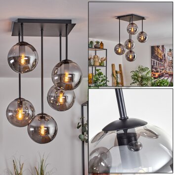 Gastor Lámpara de Techo - Cristal 15 cm Ahumado, 5 luces
