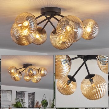 Chehalis Lámpara de Techo - Cristal 12 cm, 15cm Ahumado, 6 luces
