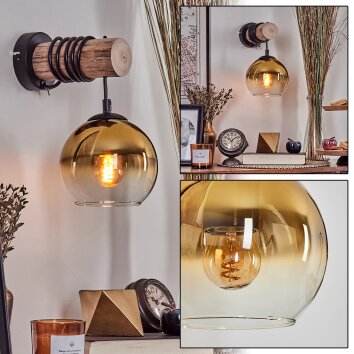 Koyoto Aplique - Cristal 15 cm Crudo, Negro, 1 luz