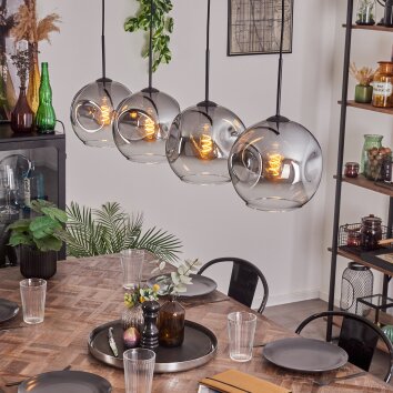 Ripoll Lámpara Colgante - Cristal 25 cm Transparente, Ahumado, 4 luces