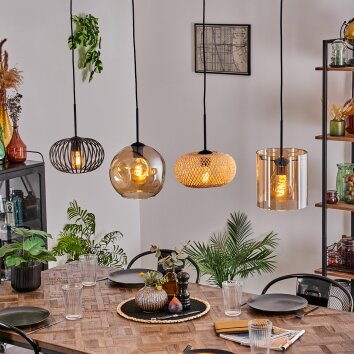 Ripoll Lámpara Colgante - Cristal 25 cm, 20cm Colores ámbar, Crudo, Negro, 4 luces