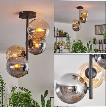 Gastor Lámpara de Techo - Cristal 15 cm Colores ámbar, Ahumado, 4 luces