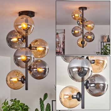 Gastor Lámpara de Techo - Cristal 15 cm Colores ámbar, Ahumado, 6 luces