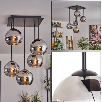 Koyoto Lámpara de Techo - Cristal 15 cm Cromo, 5 luces