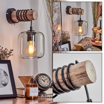 Lauden Aplique - Cristal 15 cm Crudo, Negro, 1 luz