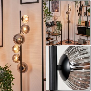 Remaisnil Lámpara de Pie - Cristal 10 cm, 12 cm, 15 cm Ahumado, 6 luces