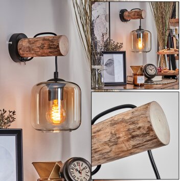 Lauden Aplique - Cristal 15 cm Crudo, Negro, 1 luz