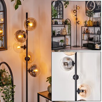 Gastor Lámpara de Pie - Cristal 15 cm Colores ámbar, Transparente, Ahumado, 5 luces