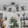 Gastor Lámpara de Techo - Cristal 15 cm Ahumado, 6 luces