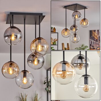 Gastor Lámpara de Techo - Cristal 15 cm Colores ámbar, Transparente, Ahumado, 5 luces