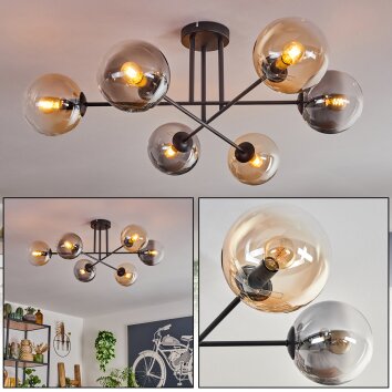 Gastor Lámpara de Techo - Cristal 15 cm Colores ámbar, Transparente, Ahumado, 6 luces