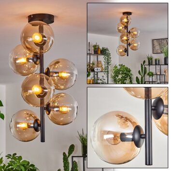 Gastor Lámpara de Techo - Cristal 15 cm Colores ámbar, Transparente, 6 luces