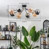 Chehalis Lámpara de Techo - Cristal 15 cm dorado, Negro, 8 luces