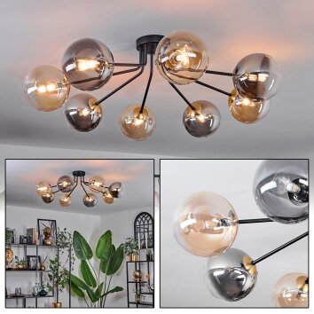 Chehalis Lámpara de Techo - Cristal 15 cm dorado, Negro, 8 luces