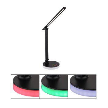 Globo GERALDO Lámpara de mesa LED Negro, 1 luz, Cambia de color