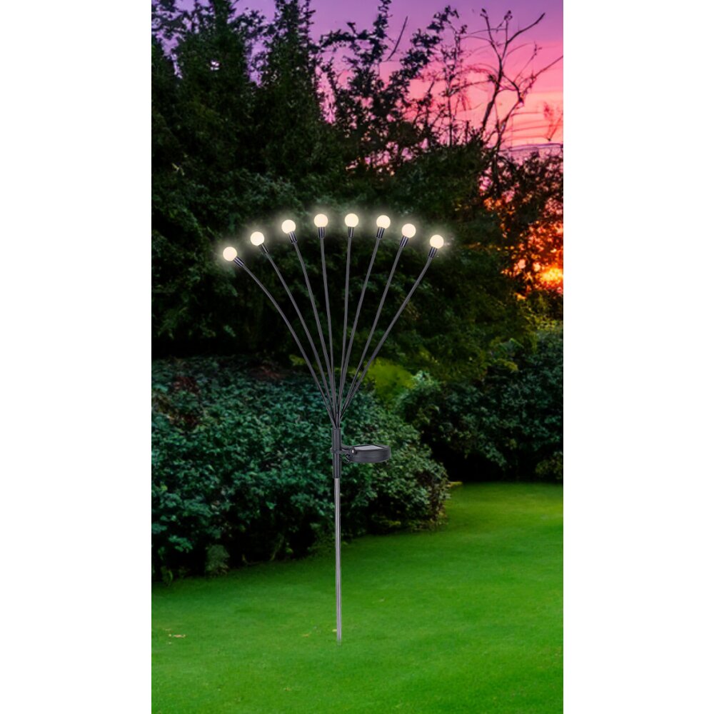 Globo SOLAR Poste de Jardín LED Acero inoxidable, Negro, 8 luces main product photo