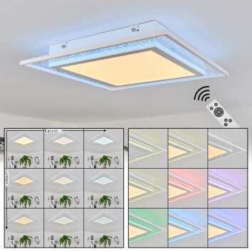 Haumonia Lámpara de Techo LED Blanca, 2 luces, Mando a distancia, Cambia de color