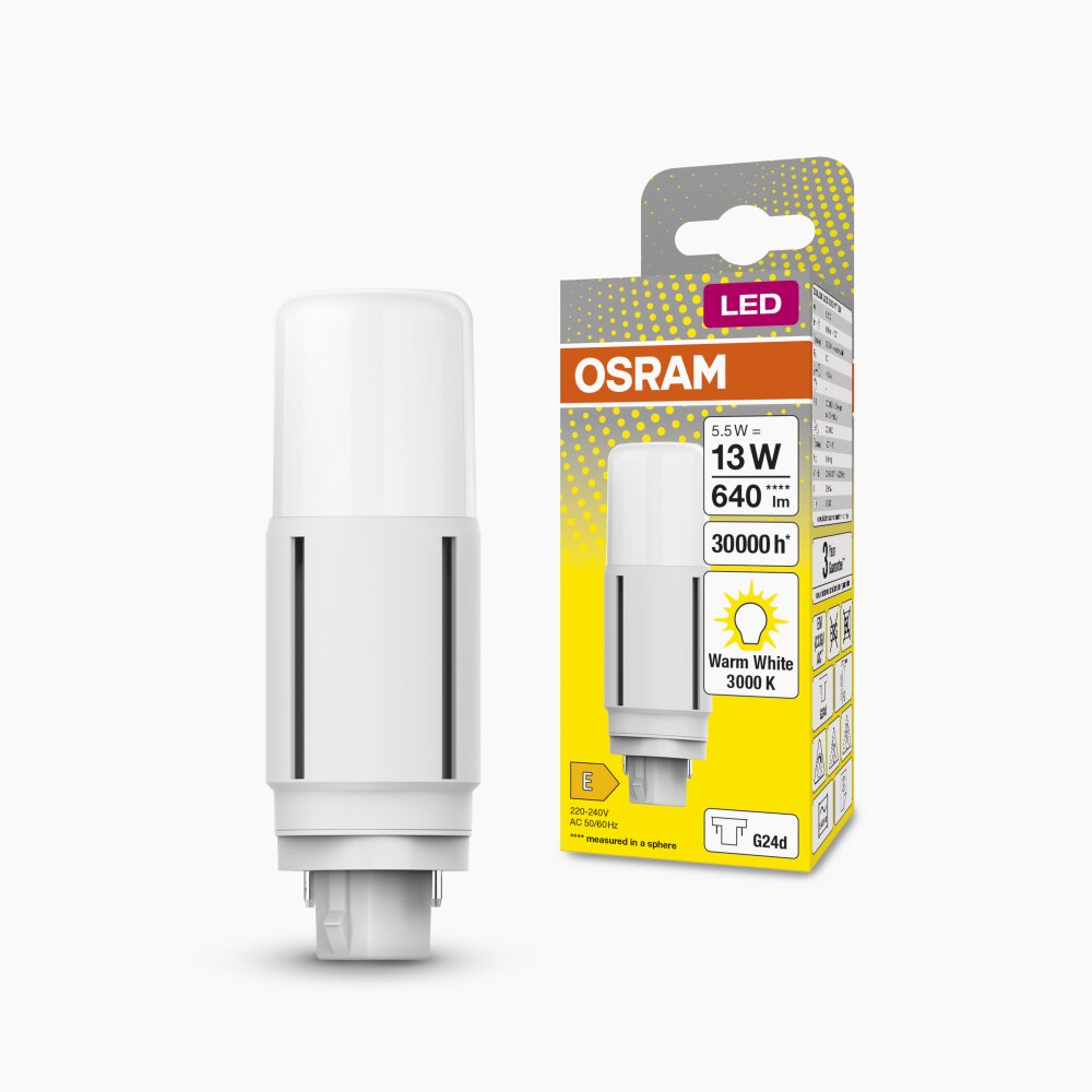 OSRAM DULUX G24d 5,5 Watt 3000 Kelvin 640 Lumen main product photo