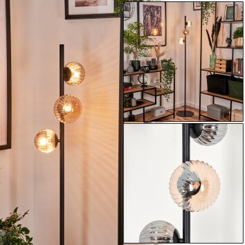 Remaisnil Lámpara de Pie - Cristal 10 cm, 12 cm Colores ámbar, Ahumado, 3 luces