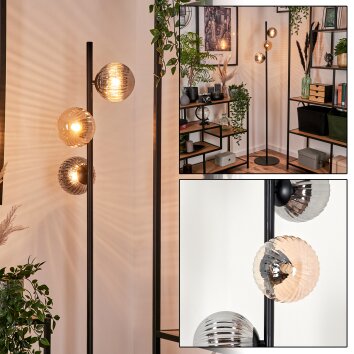 Remaisnil Lámpara de Pie - Cristal 12 cm Negro, 3 luces