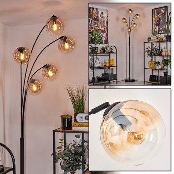 Gastor Lámpara de Pie - Cristal 15 cm Colores ámbar, Transparente, 5 luces