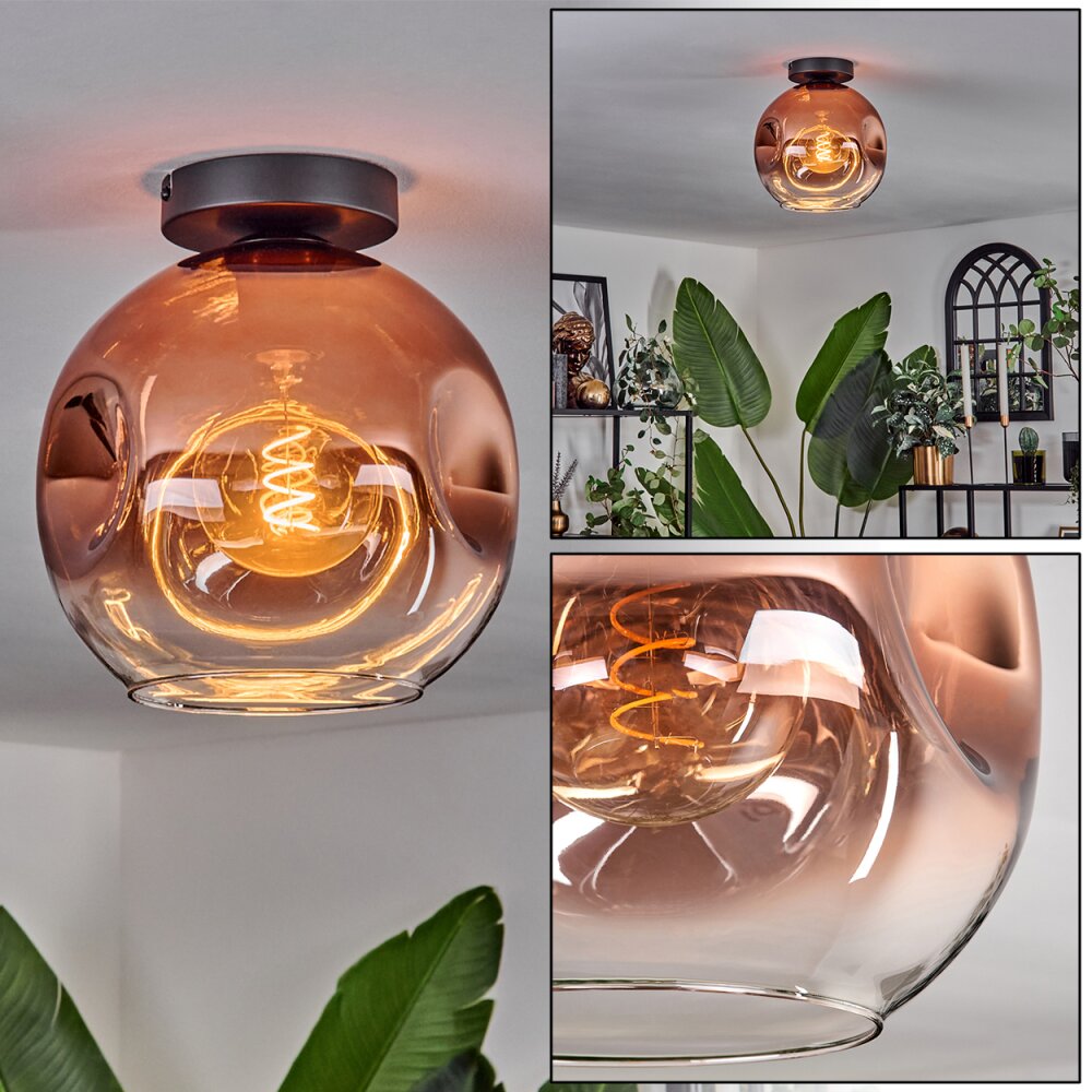 Ripoll Lámpara de Techo - Szkło 25 cm Transparente, Color cobre, 1 luz main product photo