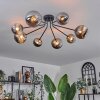Chehalis Lámpara de Techo - Cristal 12 cm, 15 cm dorado, Negro, 8 luces