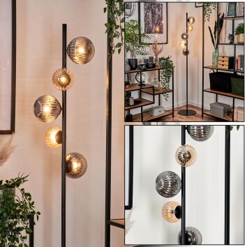 Remaisnil Lámpara de Pie - Cristal 10 cm, 12 cm Negro, 5 luces