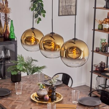 Ripoll Lámpara Colgante - Cristal 30 cm dorado, Transparente, 3 luces