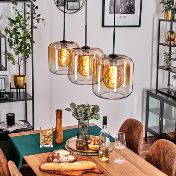 Lauden Lámpara Colgante - Cristal 25 cm Colores ámbar, Transparente, 3 luces