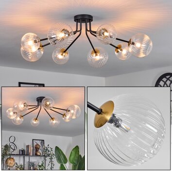 Chehalis Lámpara de Techo - Szkło 12 cm, 15 cm dorado, Negro, 8 luces Chehalis Lámpara de Techo - Szkło 12 cm, 15 cm dorado, Negro, 8 luces