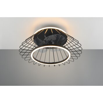 Reality KARLSBORG Ventilador de techo LED Negro, 1 luz, Mando a distancia