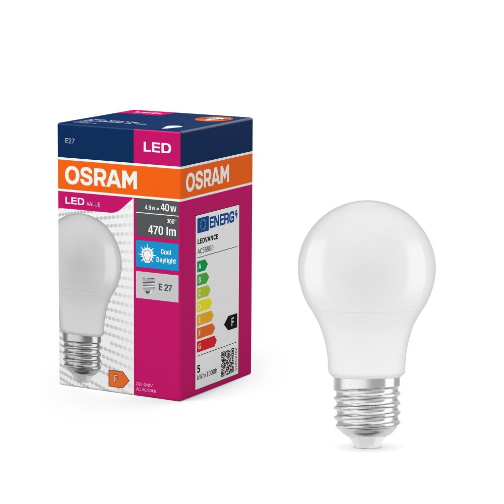 Lámparas Osram E27 LED 4.9 Watt luz blanca día 470 Lumen main product photo