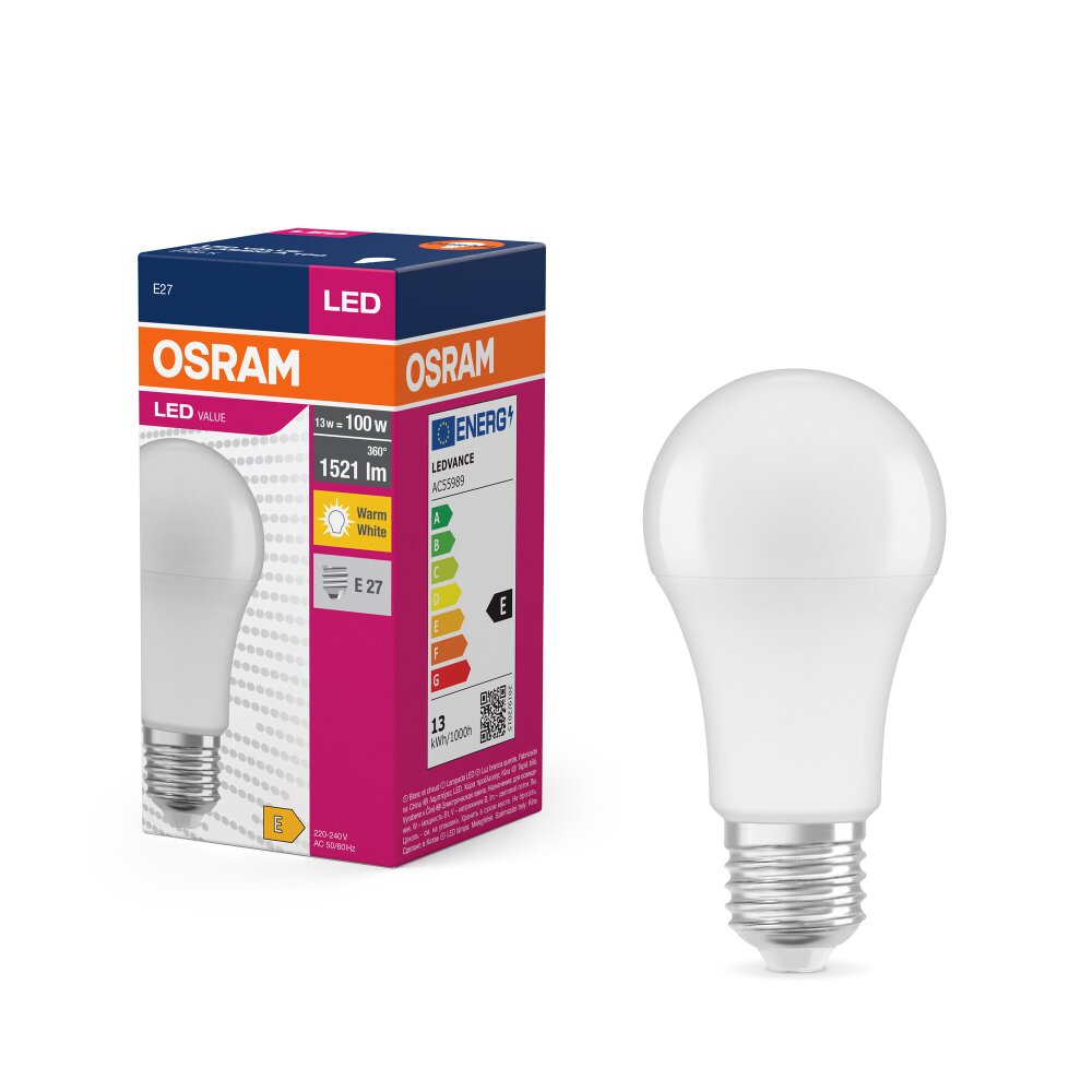 Lámparas Osram E27 LED 13 Watt blanco cálido 1521 Lumen main product photo