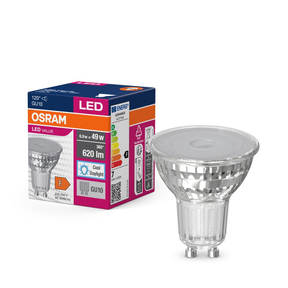 Lámparas Osram GU10 LED 6.9 Watt luz blanca día 620 Lumen main product photo