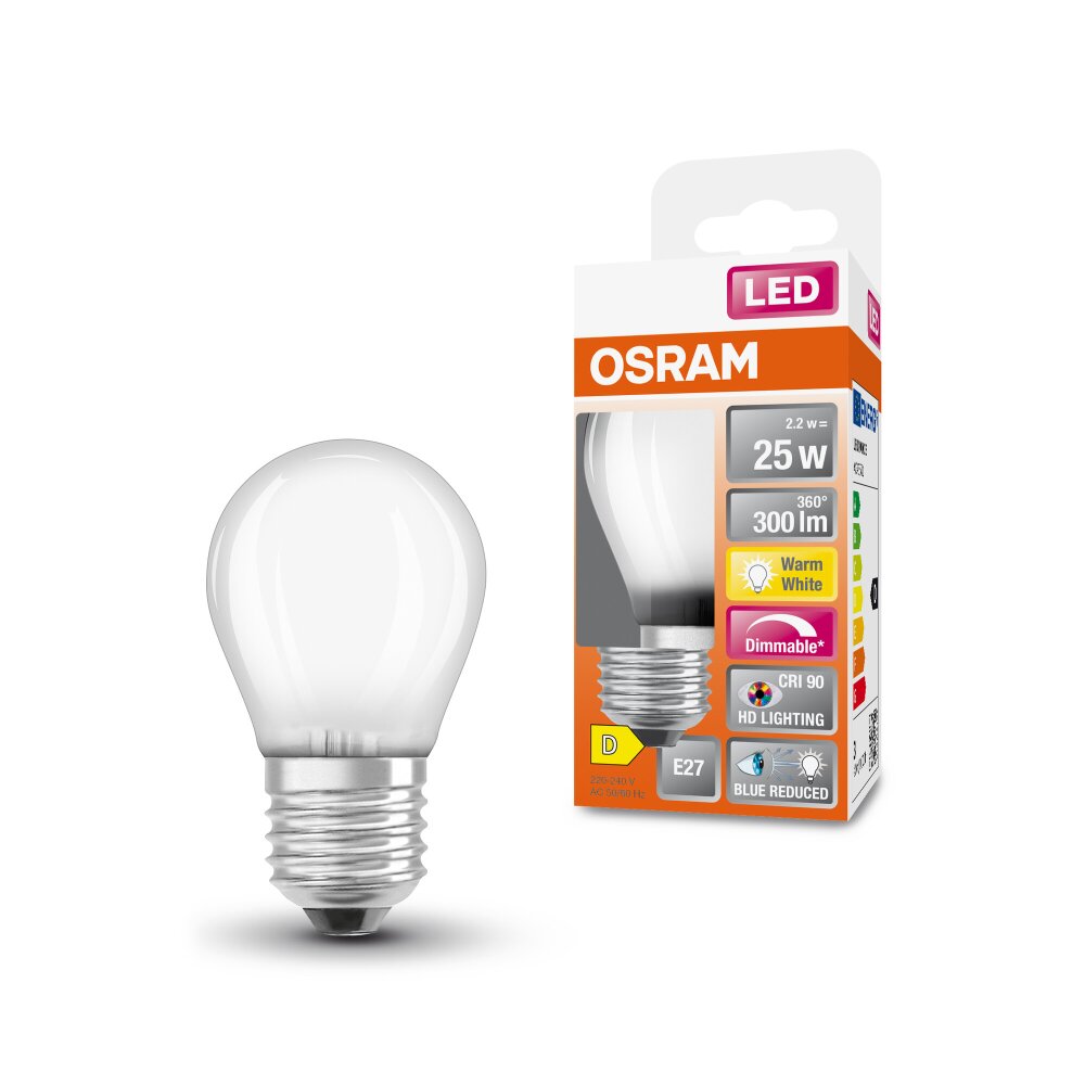 Lámparas Osram E27 LED 2.2 Watt blanco cálido regulable 300 Lumen main product photo