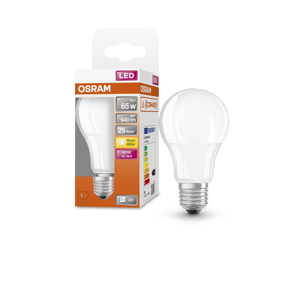 Lámparas Osram E27 LED 9 Watt blanco cálido 940 Lumen main product photo