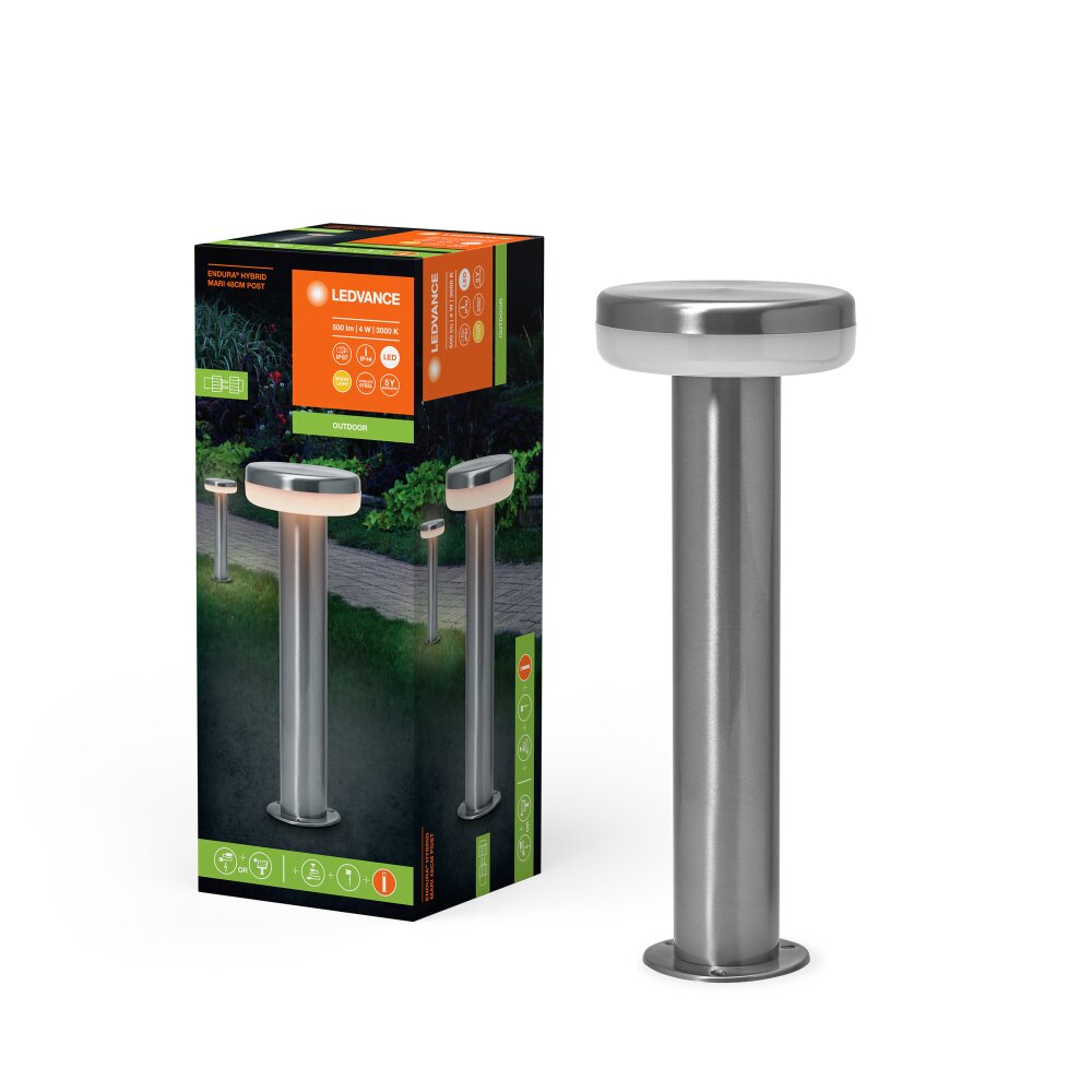 Lámparas Ledvance Endura Lámpara de pie para exterior LED Acero bruñido, 1 luz main product photo