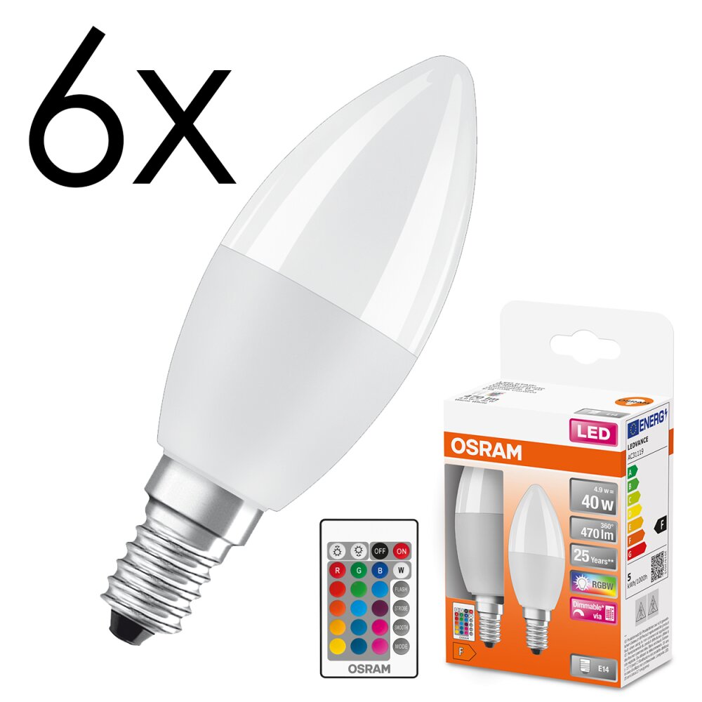 E14 LED 4.9 Watt blanco cálido regulable 470 Lumen main product photo
