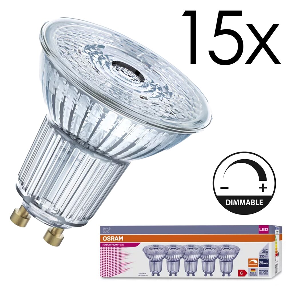 GU10 LED 3.4 Watt blanco cálido regulable 230 Lumen main product photo