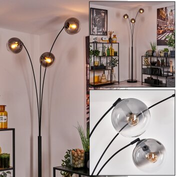 Gastor Lámpara de pie Negro, 3 luces