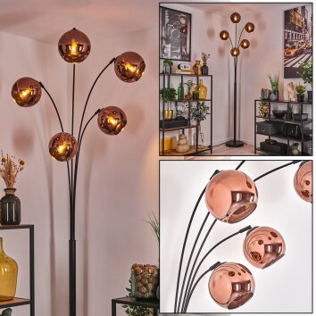 Koyoto Lámpara de pie Negro, 5 luces