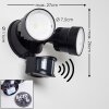 Emmerlev Aplique para exterior LED Negro, 2 luces, Sensor de movimiento