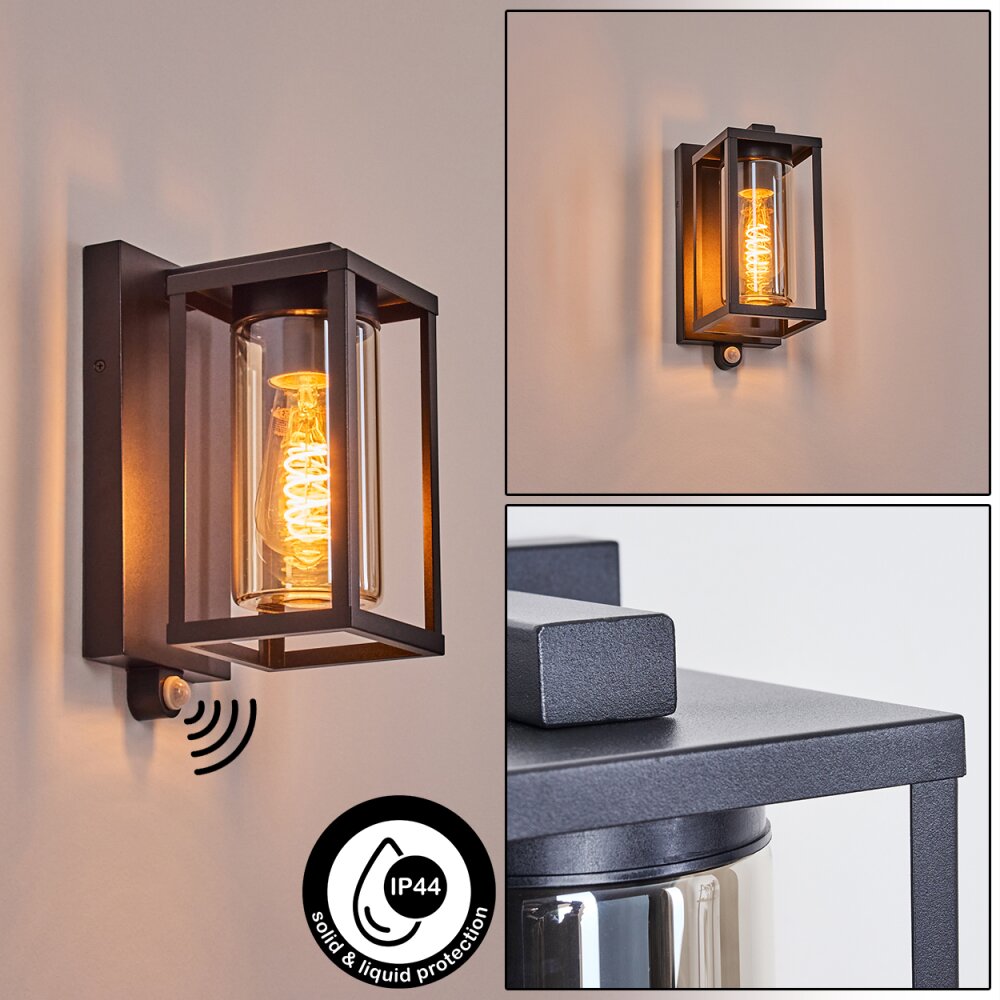 Portalis Aplique de exterior Negro, 1 luz, Sensor de movimiento main product photo
