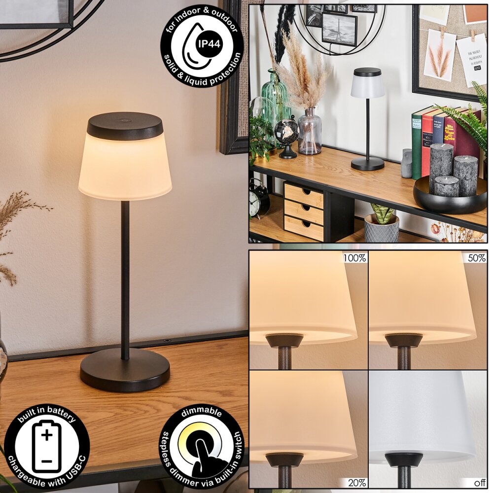 Algeraz Lámpara de mesa de exterior, Lámparas de mesa LED Negro, 1 luz main product photo