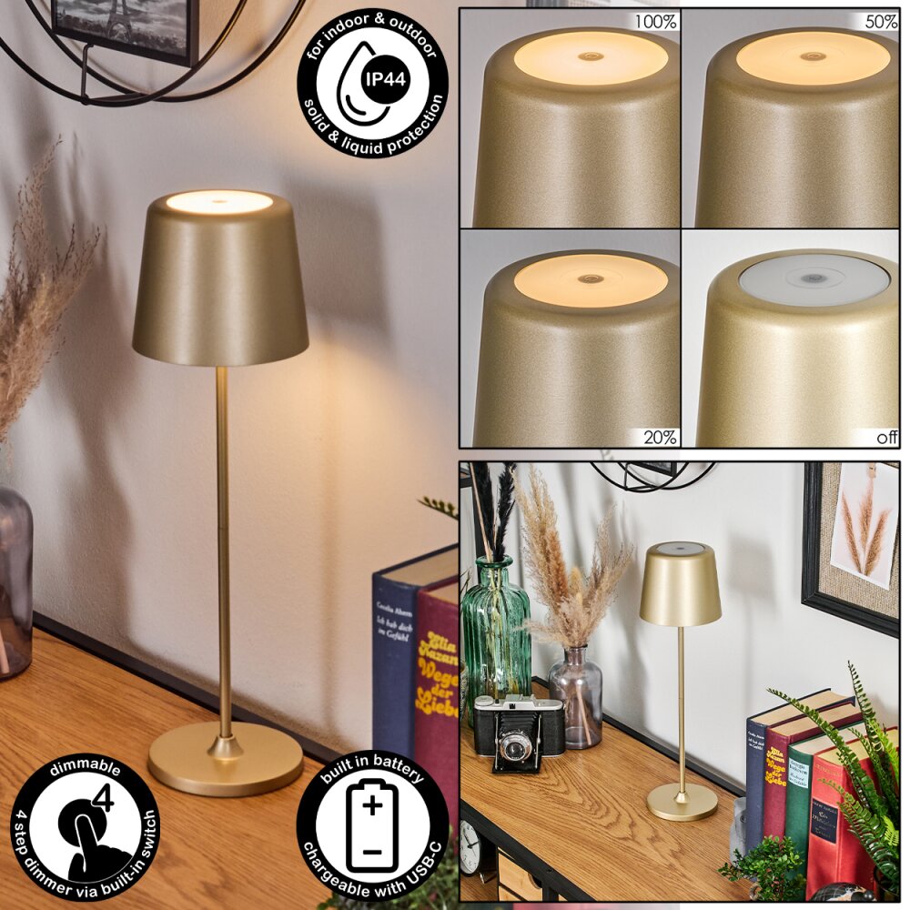 Belece Lámpara de mesa de exterior, Lámparas de mesa LED dorado, 1 luz main product photo